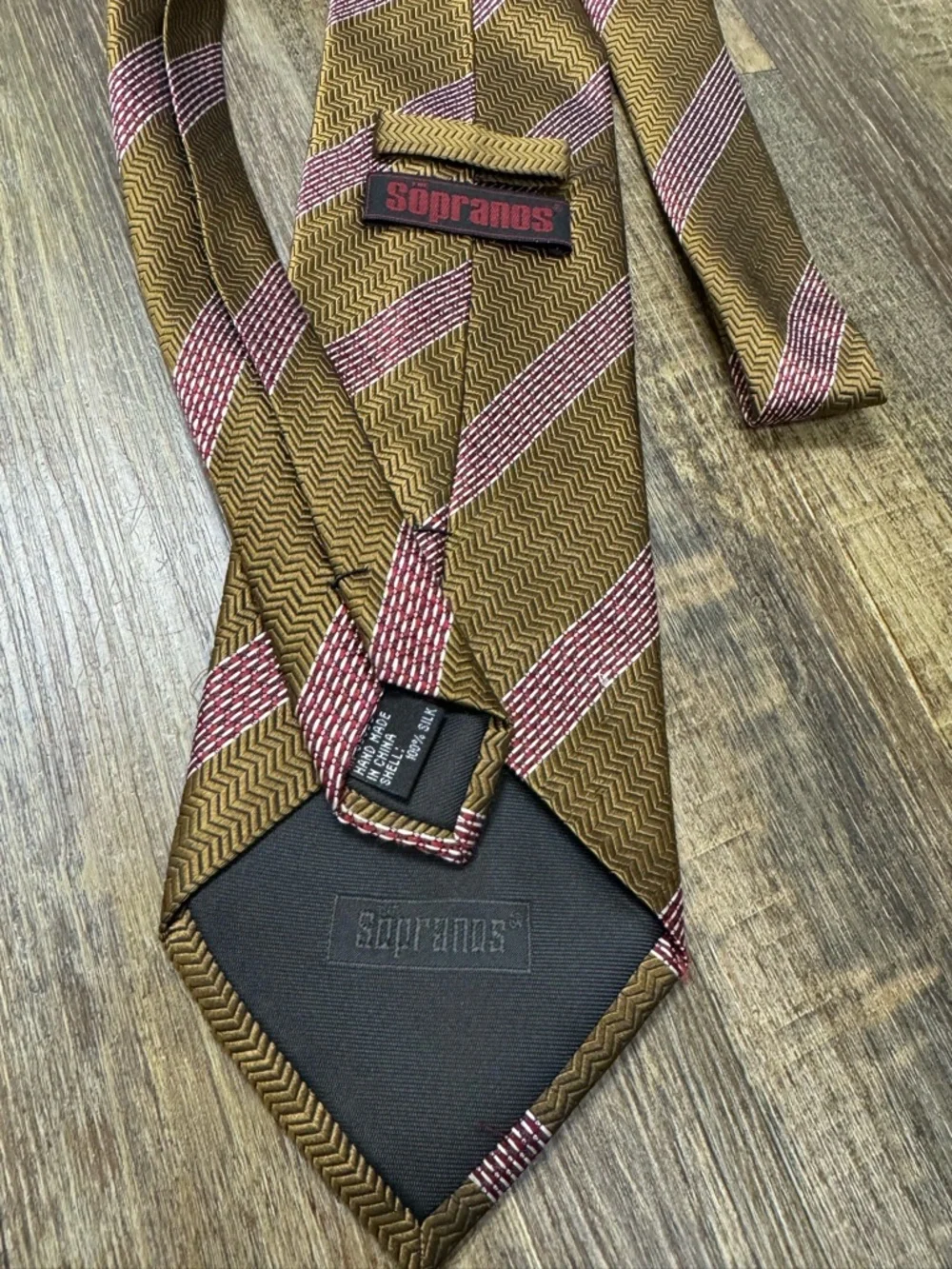 Soprano’s Brown‎ & Pink Striped Men’s Silk Tie